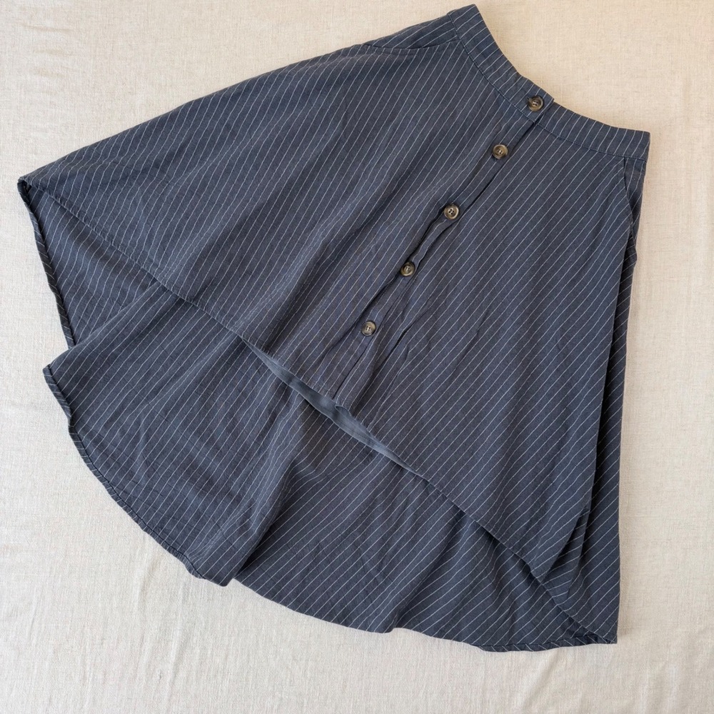 Two Sisters The Label Pinstripe High-Low Button Front Skirt Grey XS
